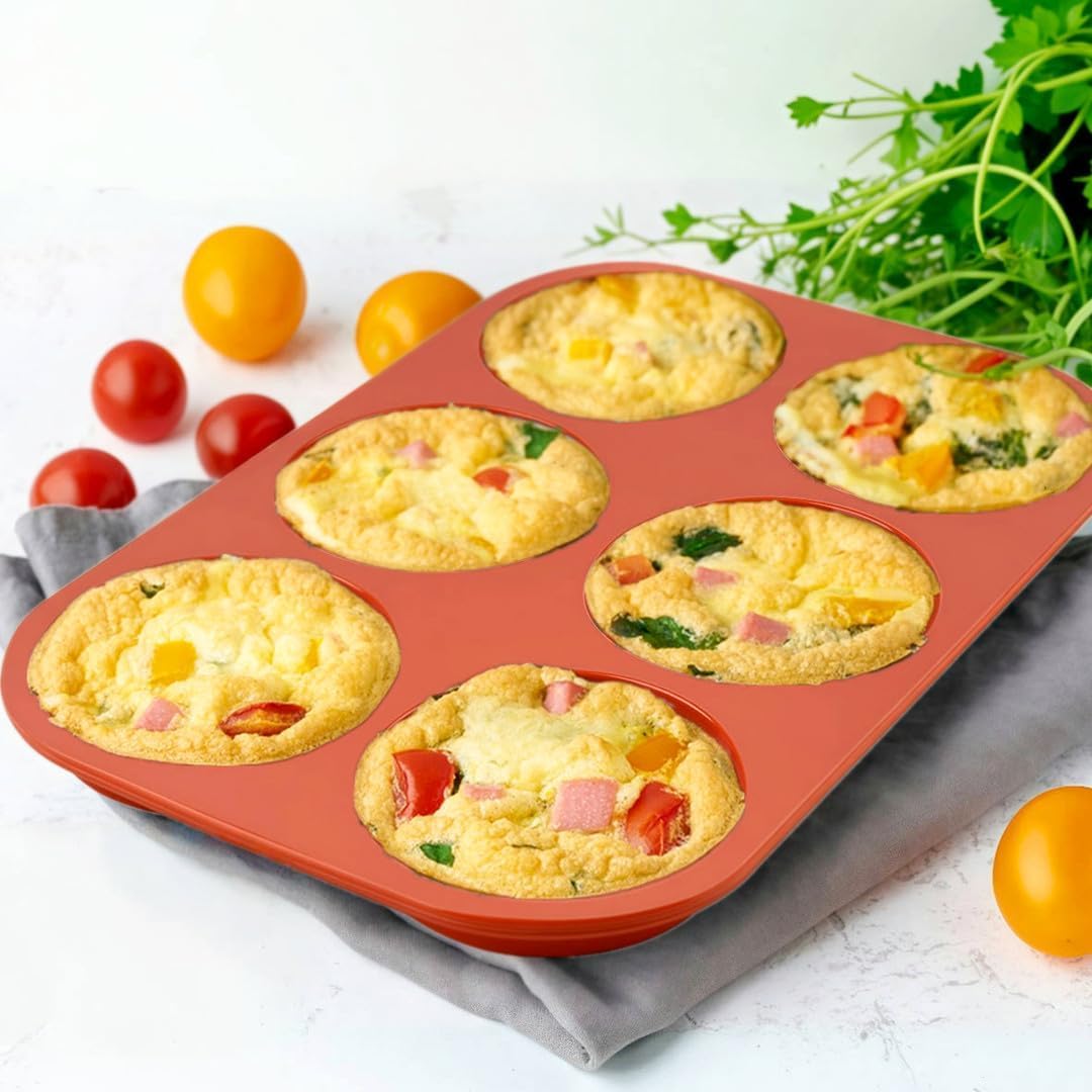 JOERSH 3-PK Silicone Egg Mold Non-Stick 4 Inch Jumbo Size Muffin Top Pan, Large Round Silicone Molds for Baking Hamburger Bun, Egg Bites, Breakfast Sandwiches, Pancakes