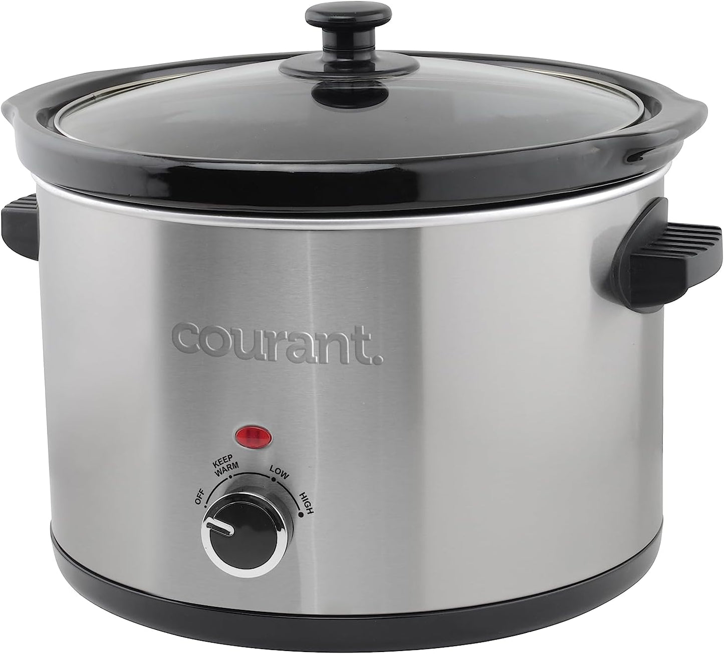 Courant Slow Cooker 5.5 Quart Crock, with Easy Cooking Options, Dishwasher Safe Pot and Glass Lid, Stainless Steel