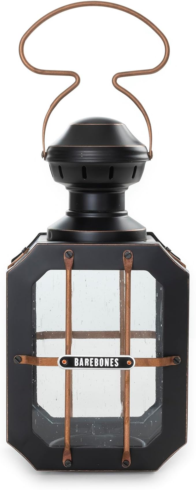 Barebones Box Candle Lantern – Vintage Steel & Glass Lantern for Indoor & Outdoor Use – Magnetic Doors, Hanging Handle & Replaceable Windows for Patio, Garden & Home Ambiance (Candle Not Included)