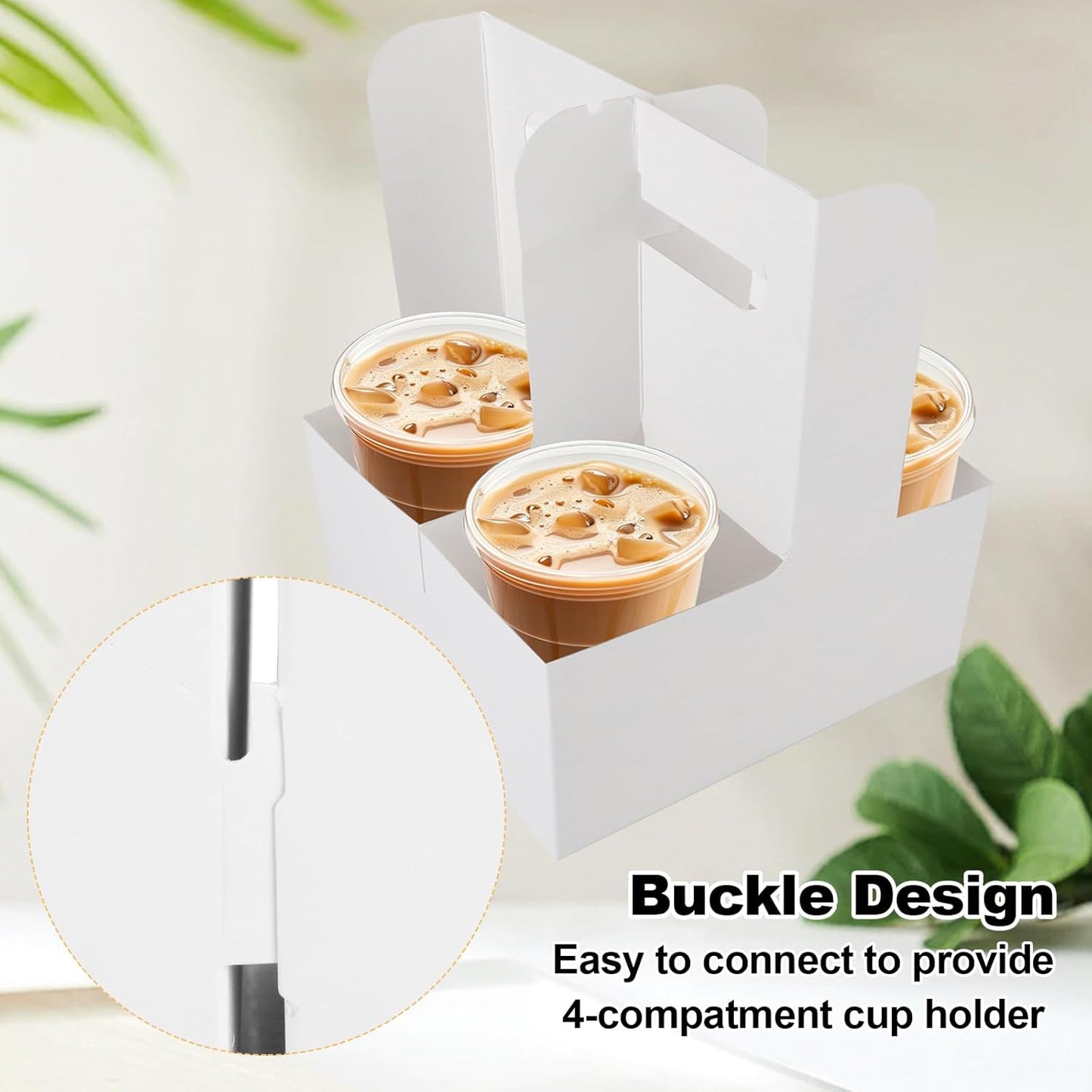50 Pack 2 Cup Drink Carrier with Handles, Kraft Paperboard Cup Holder, Disposable Cup Carrier Coffee Cup Holder for Hot and Cold Drink Holder Takeout Restaurant Food Delivery