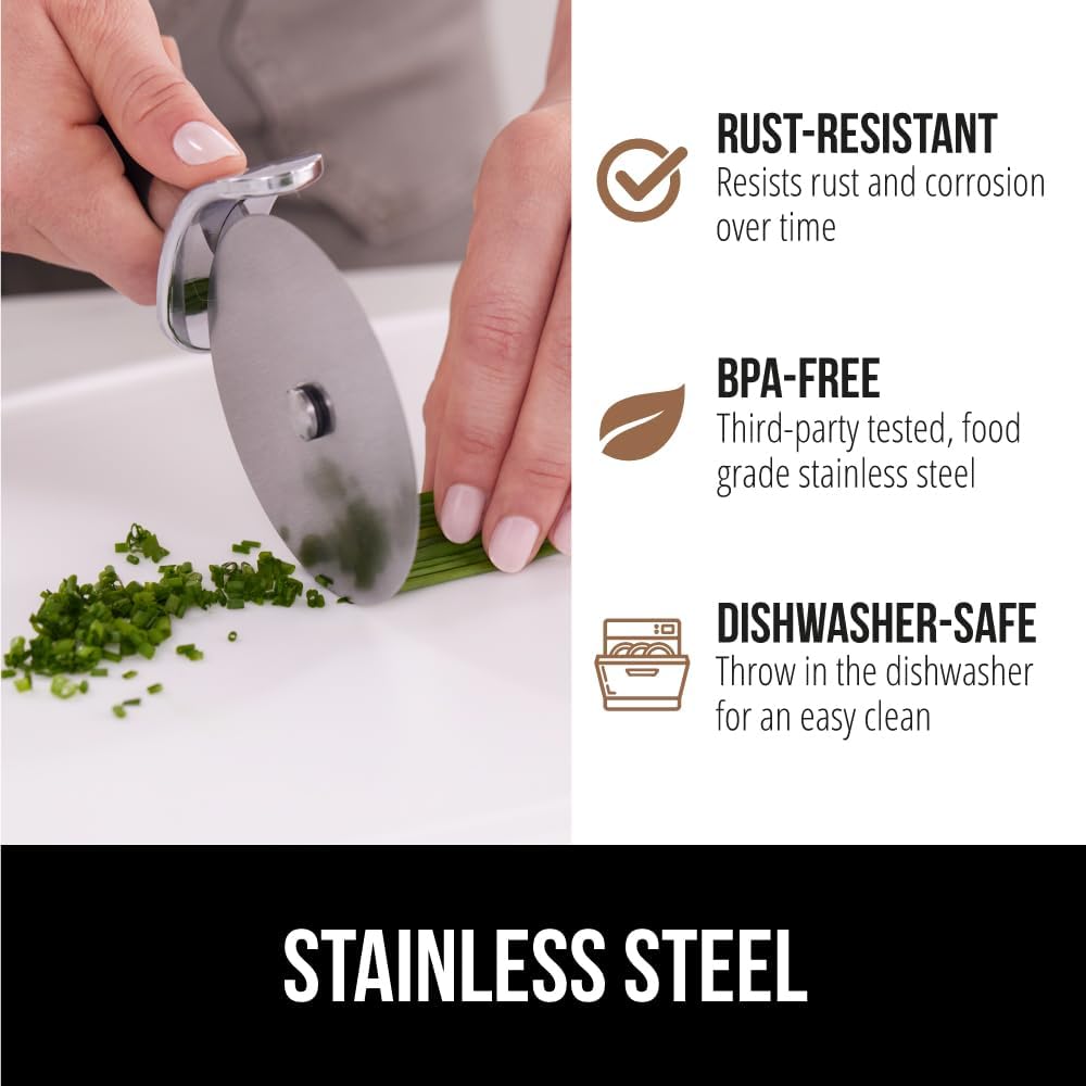 GORILLA GRIP BPA-Free Large Pizza Cutter Wheel, 9 Inch, Sharp Stainless Steel Blade, Slip Resistant Handle with Thumb Guard Protection, Slice Thick or Thin Pizzas, Pie, Pastries in Seconds, Black