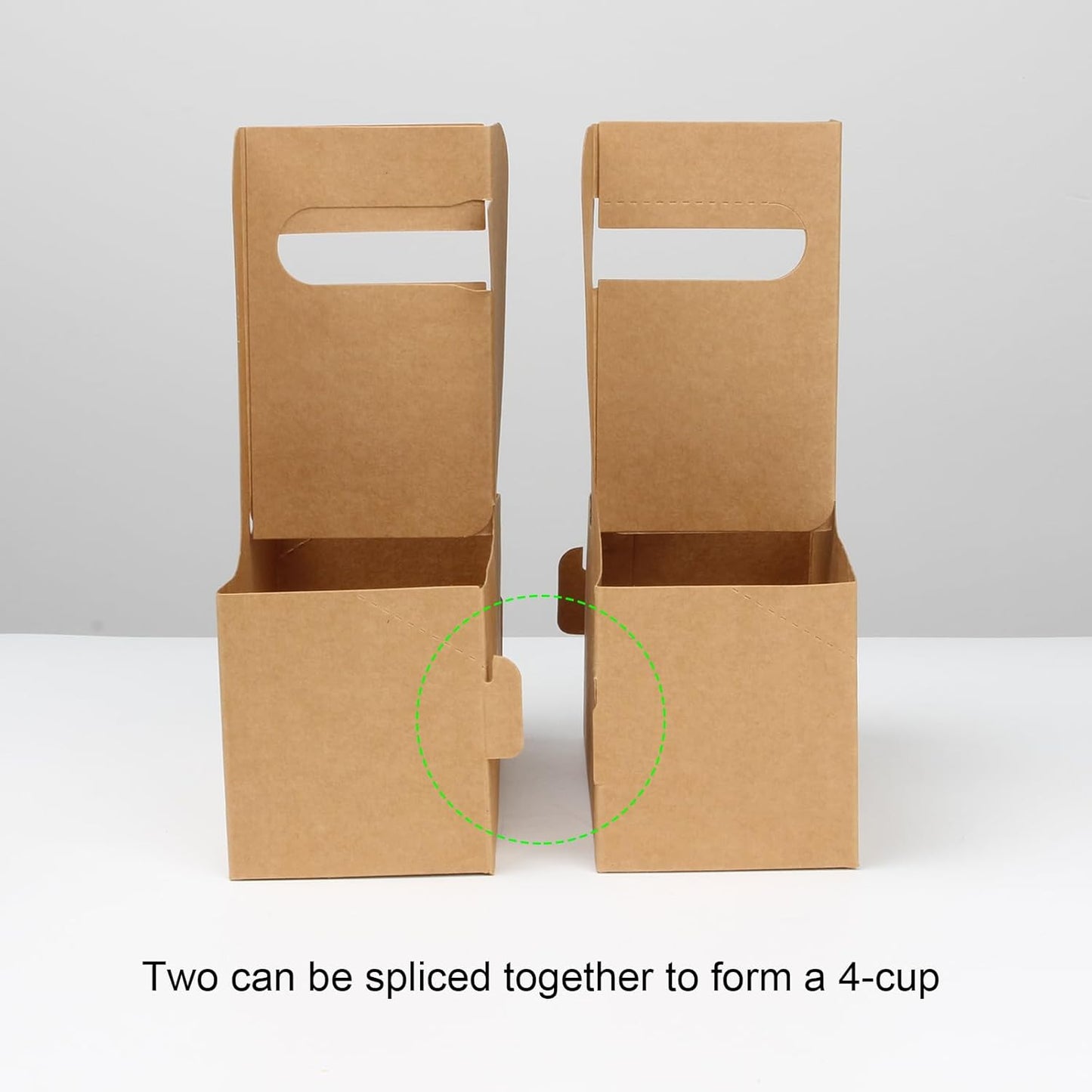 2-Cup Drink Carrier Handle, Kraft Paperboard Handled Drink Carriers 12-30 OZ to Go Coffee Cup Holder for Drinks, Takeout, Cafe and Restaurant Food Service Delivery, 50 Pack