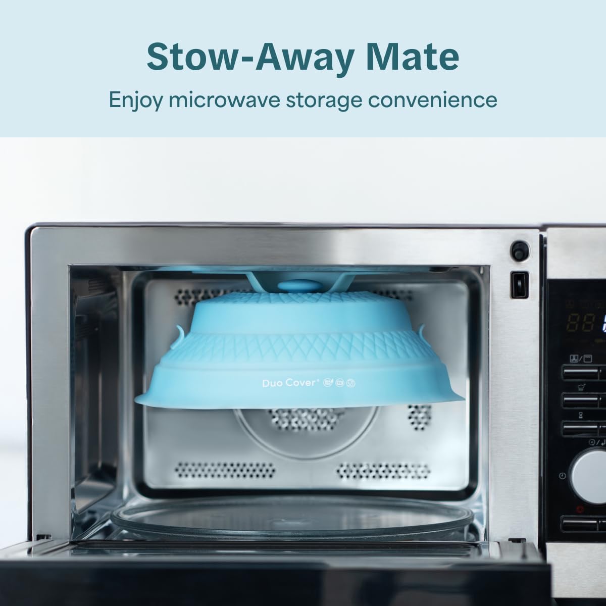 Duo Cover: 4-in-1 Collapsible Hanging Microwave Cover for Food | Microwave Steamer Moist Food | Safely Grabs Hot Dishes From Microwaves | Plastic-Free, BPA-Free Silicone, Dishwasher-Safe | 11"