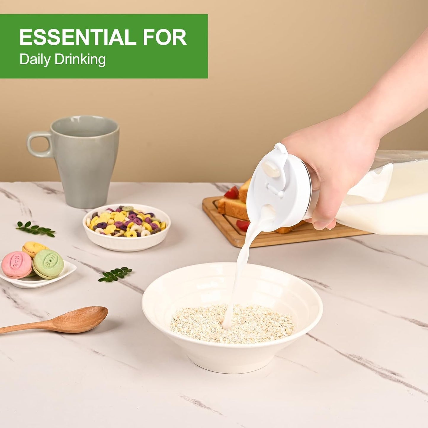 Set of 8 Plastic Carafe with Lid, 1 Liter Carafes for Mimosa Bar，Large Square Base Juice Containers, Water Bottle, Milk Container, Clear Beverage Containers for Fridge