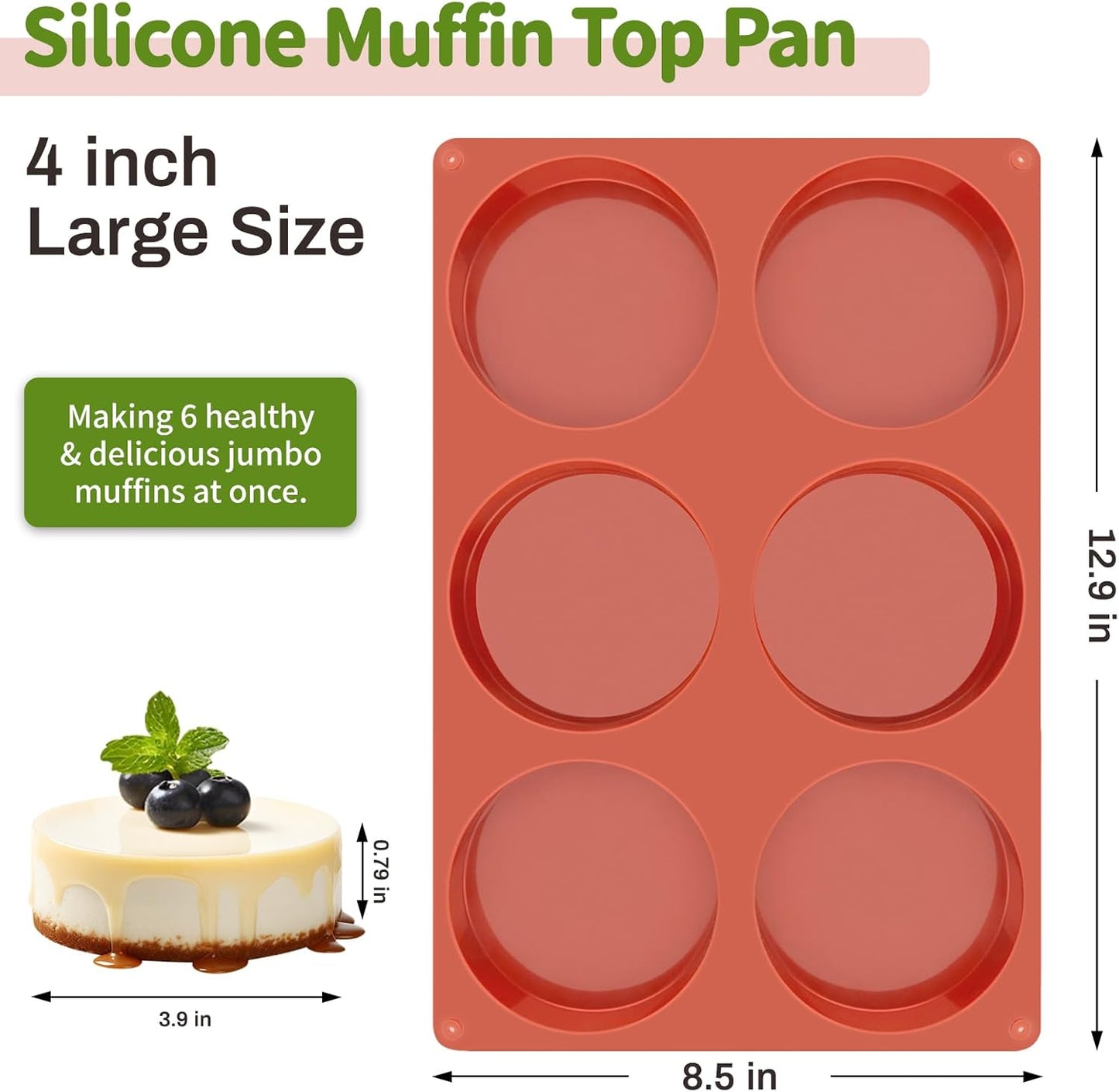 JOERSH 2-PK Silicone Egg Mold for Breakfast Sandwiches 4 Inch Round Muffin Top/Egg Pan, Oven Baking Silicone Molds for Hamburger Buns, English Muffins, Pancakes, Eggs Patty Bites