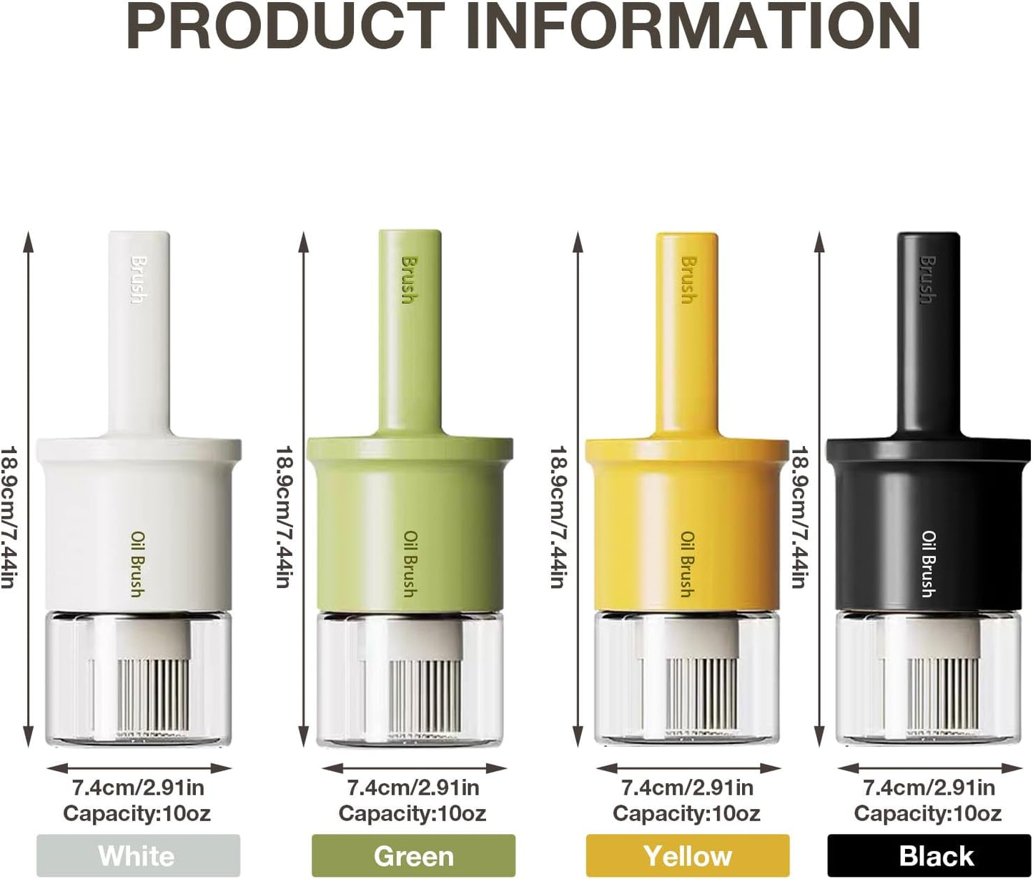 YARRAMATE 300ml /10oz Oil Dispenser with Brush - Glass Oil Bottle for Kitchen with Silicone Heat Resistant Basting Brush - Cooking Brush for Vinegar Sauce BBQ Grill Frying - Black