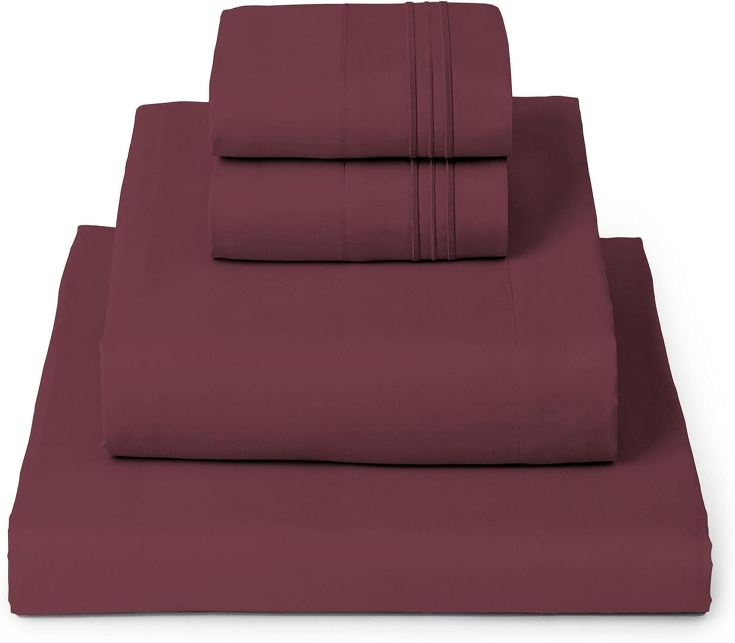 Mellanni California King Sheets Set - 4 PC Iconic Collection Bedding - Hotel Luxury, Extra Soft, Cooling Bed Sheets - Wrinkle, Fade, Stain Resistant (Cal King, Burgundy)