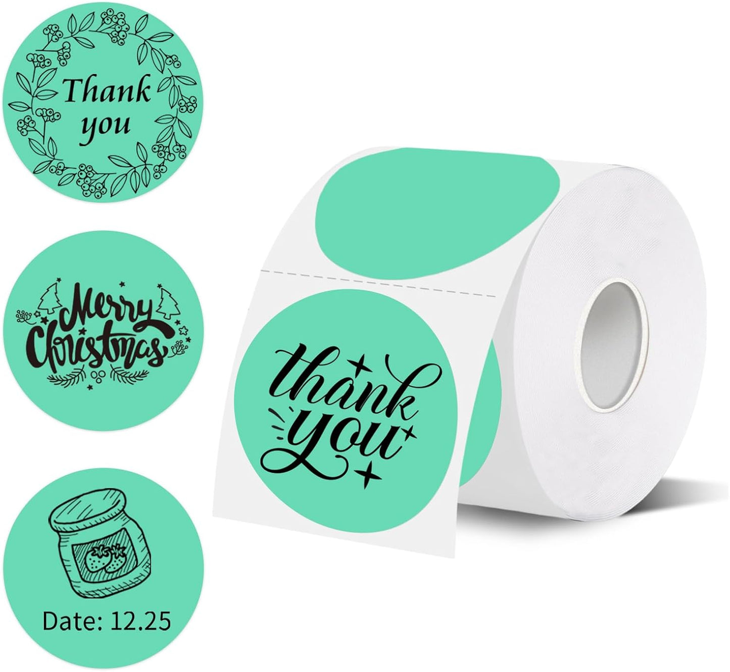 starboling Thermal Labels,2 Inch Cyan Round Thermal Printer Stickers,Self-Adhesive Round Direct Thermal Labels,Thermal Stickers for DIY Logo Design,Name Tag (500/Roll）