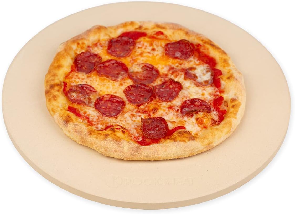 K ROCKSHEAT 15 Inch Round Pizza Stone for Oven Grill BBQ, Cordierite Large Pizza Grilling Stone, Durable Bread Baking Stone 15"