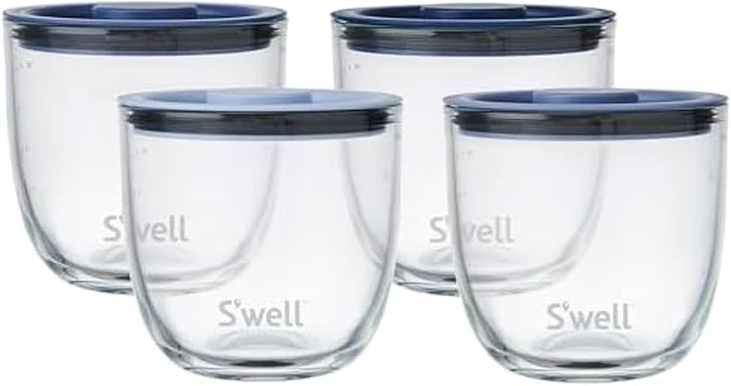 S'well 16oz Glass Prep Bowl Set of 4 For Easy Meal Prep, Coastal Blues, Made From Durable Tempered Glass