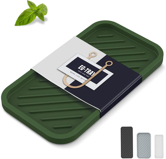 EG-SIPRO Silicone Sponge Holder, Large 10" Kitchen Sink Organizer Tray with Soap & Sponge Holder for Bathroom Counter & Dish Soap