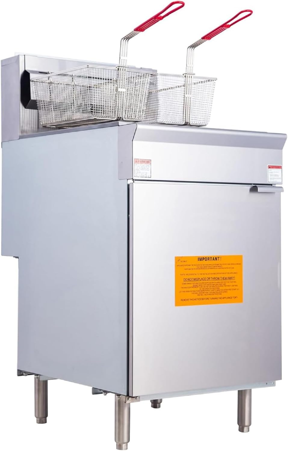 CLIVIA Liquid Propane Deep Fryer, Commercial Floor Fryer with 2 Baskets, 75 lb. Oil Capacity with 5 Burners, Total 150,000 BTU Propane Fryer for Restaurants