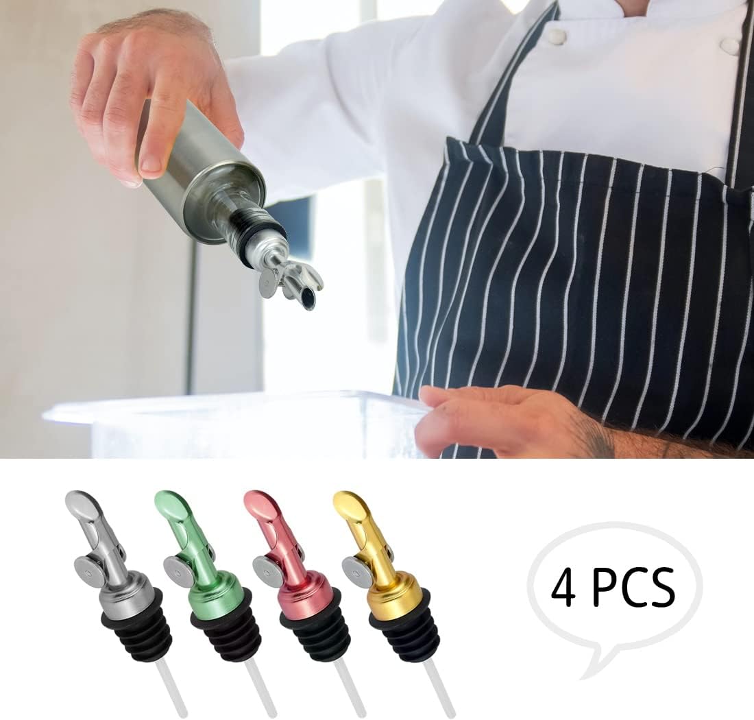 MEETSWEET Olive Oil Dispenser, Stainless Steel Automatic Opening/Closing Spout, Leak-Proof for Oil, Vinegar, Wine & More, Multicolor