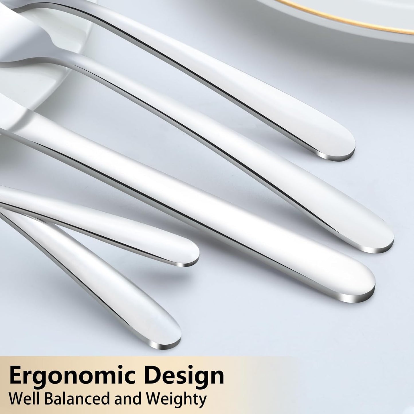 Pleafind 40-Pcs Silverware Set for 8, Premium Stainless Steel Flatware Set, Include Forks Spoons and Knives Set, Mirror Polished Cutlery Utensil Set for Home Restaurant, Dishwasher Safe