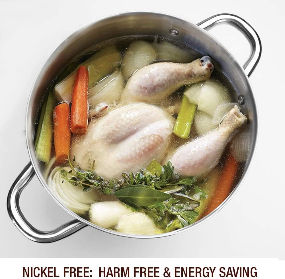 HOMICHEF Stock Pot 8 Quart with Lid Nickel Free Stainless Steel - Mirror Polished Stockpot 8 QT with Lid - HEALTHY COOKWARE Stockpots 8 Quart - Soup Pot for Induction Cooktop