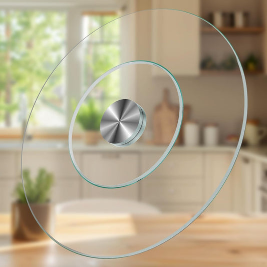 23'' Glass Lazy Susan Turntable Dining Table, 360 ° Round Dinner Plate Rotating Tray Transparent Dinner Plate, Silent and Smooth Rotation of The Dinner Plate (23inch/60cm)