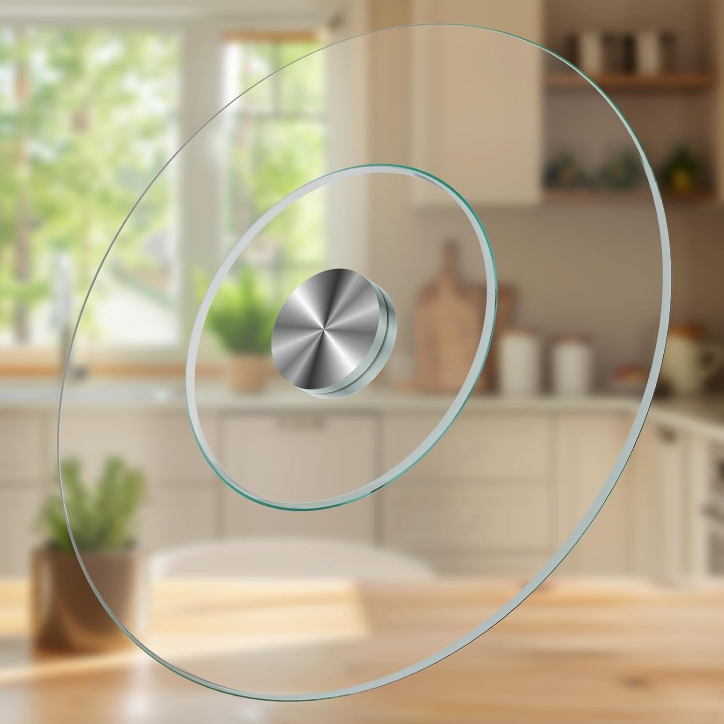 35'' Glass Lazy Susan Turntable Dining Table, 360 ° Round Dinner Plate Rotating Tray Transparent Dinner Plate, Silent and Smooth Rotation of The Dinner Plate (35inch/90cm)