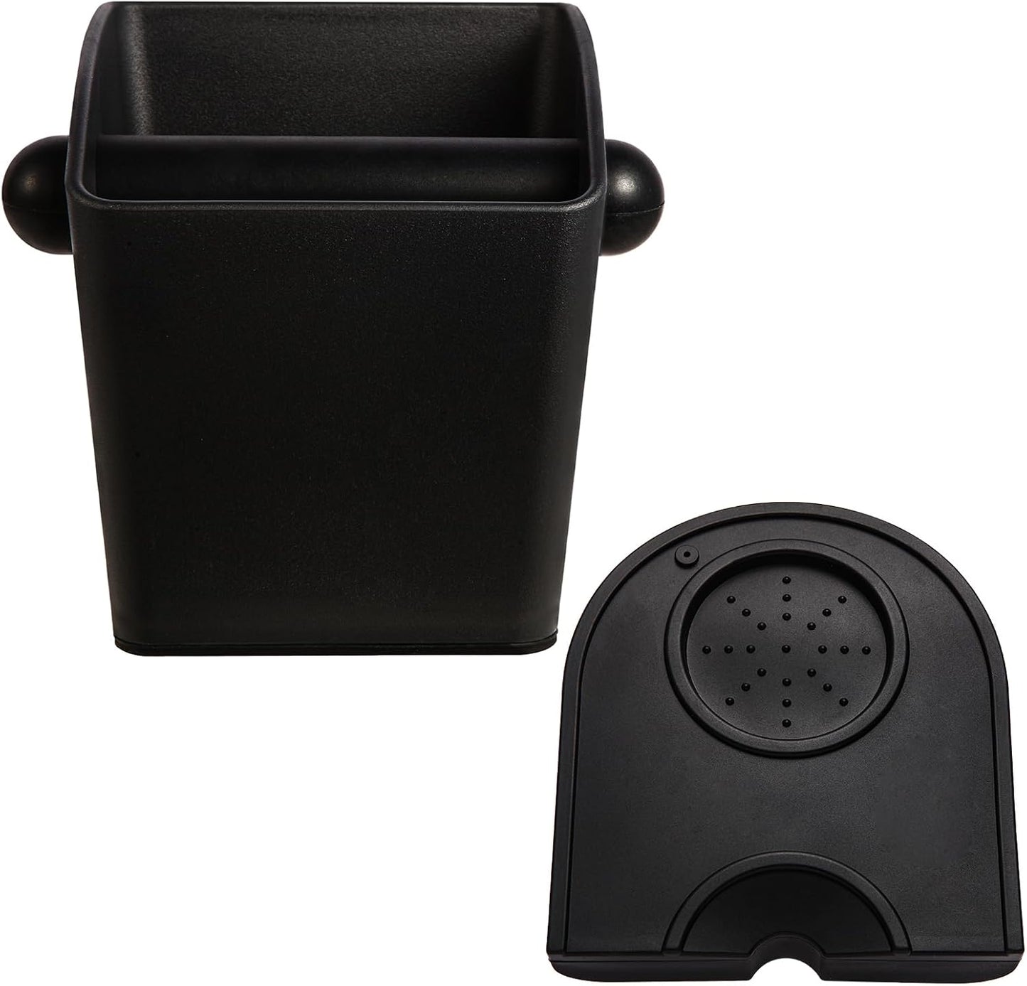 Knock Box Square High Sidewall Design Espresso Knock Box Tamping Mat Espresso Machine Accessories Set of 2 with Removable Knock Bar and Anti-Slip Base for Home Office Espresso Accessories