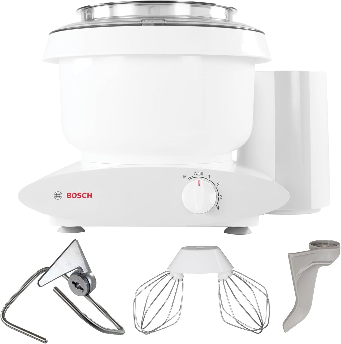 Bosch Universal Plus Stand Mixer 500 Watt, 6.5 Quarts with Wire Whips, Dough Hook & NutriMill Dough Hook Extender Bundle