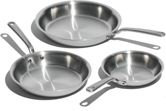 Made In Cookware - 3-Piece (Includes 8",10",12") Stainless Frying Pan Set - 5 Ply Stainless Clad - Professional Cookware - Crafted in USA - Induction Compatible