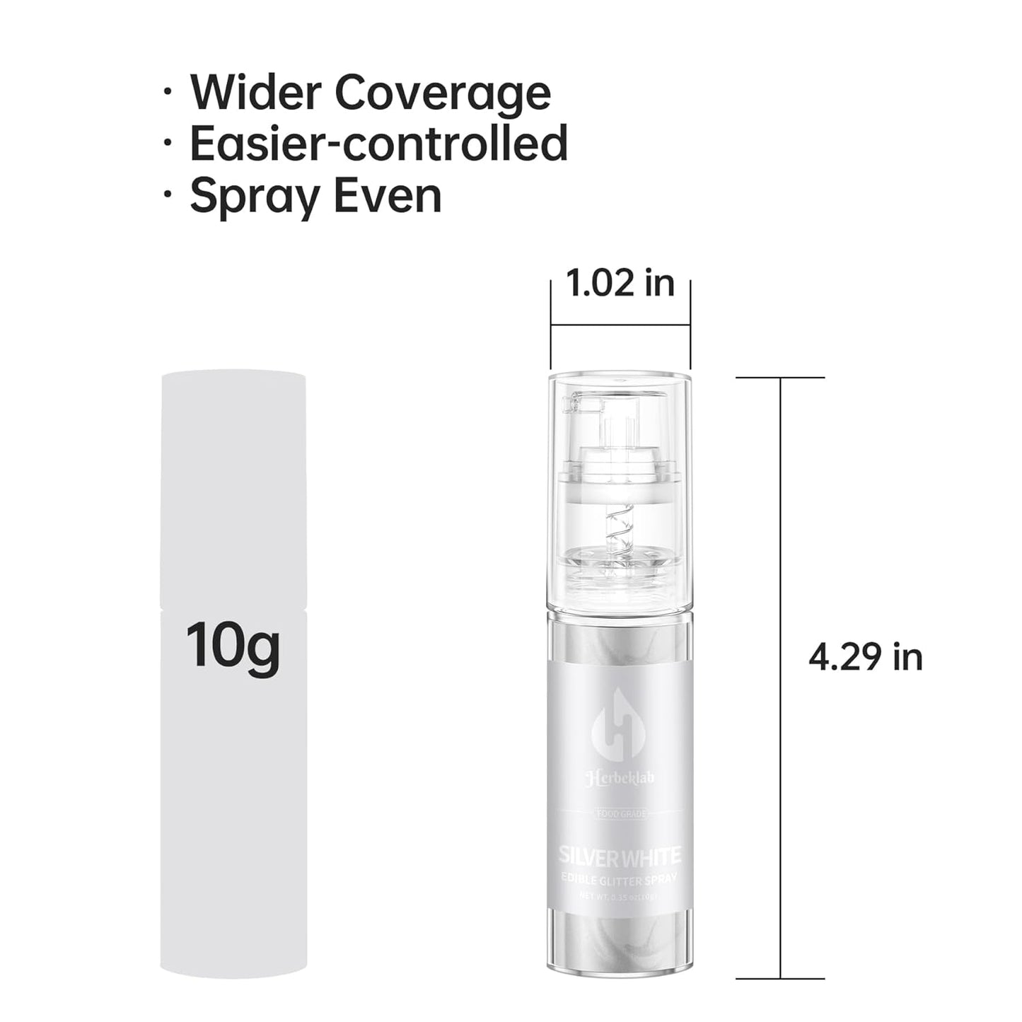 White Edible Glitter Spray - 10g Edible Silver White Cake Glitter Food Grade Silver White Spray Glitter for Chocolate Cocktails Strawberry