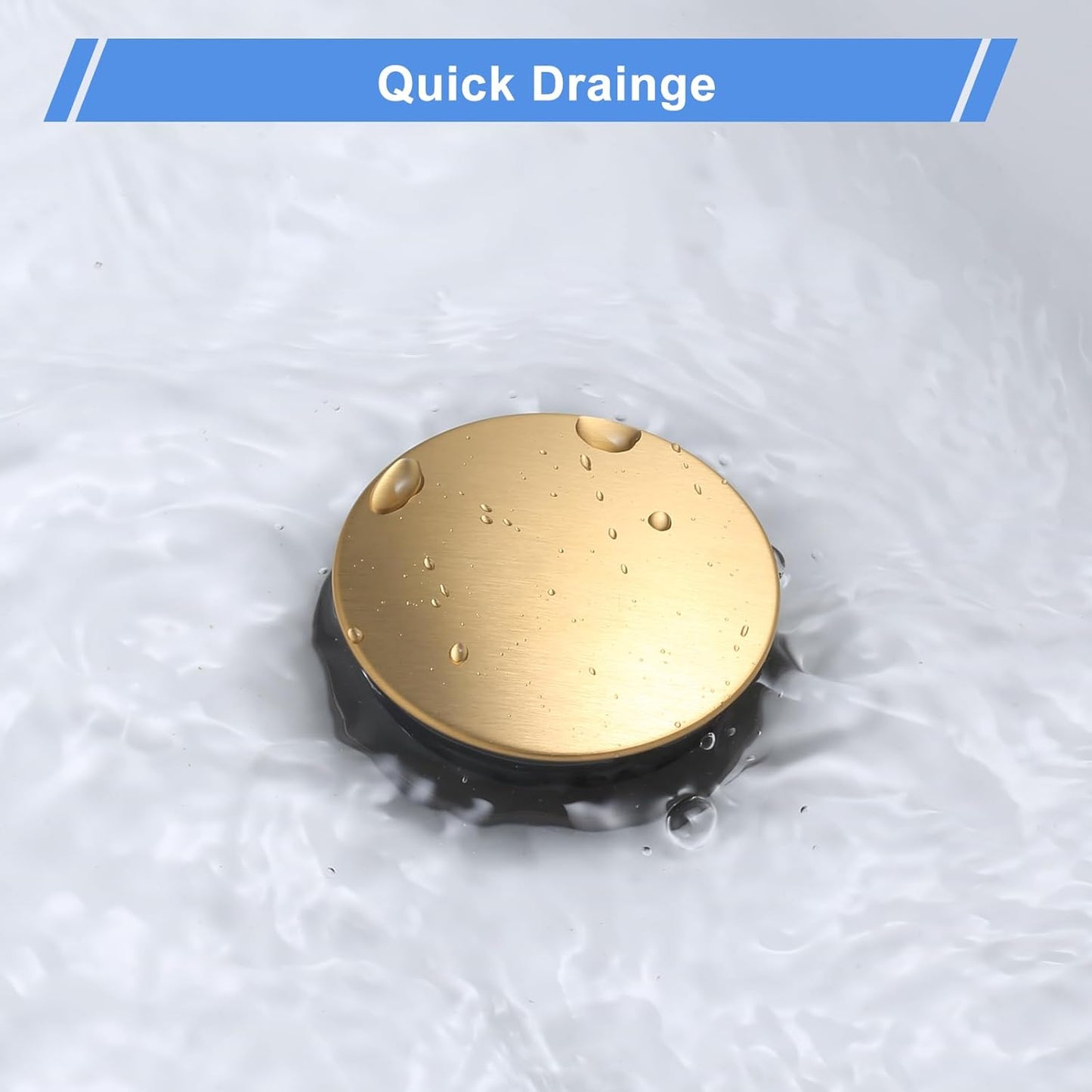 ARCORA Bathroom Sink Drain with Overflow 2 Pack, Brushed Gold Pop Up Drain Stopper Vanity Vessel Sink Clicker Drain Stopper
