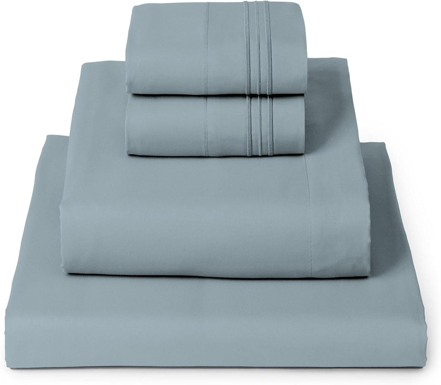 Mellanni California King Sheets Set - 4 PC Iconic Collection Bedding - Hotel Luxury, Extra Soft, Cooling Bed Sheets - Wrinkle, Fade, Stain Resistant (Cal King, Spa Blue)
