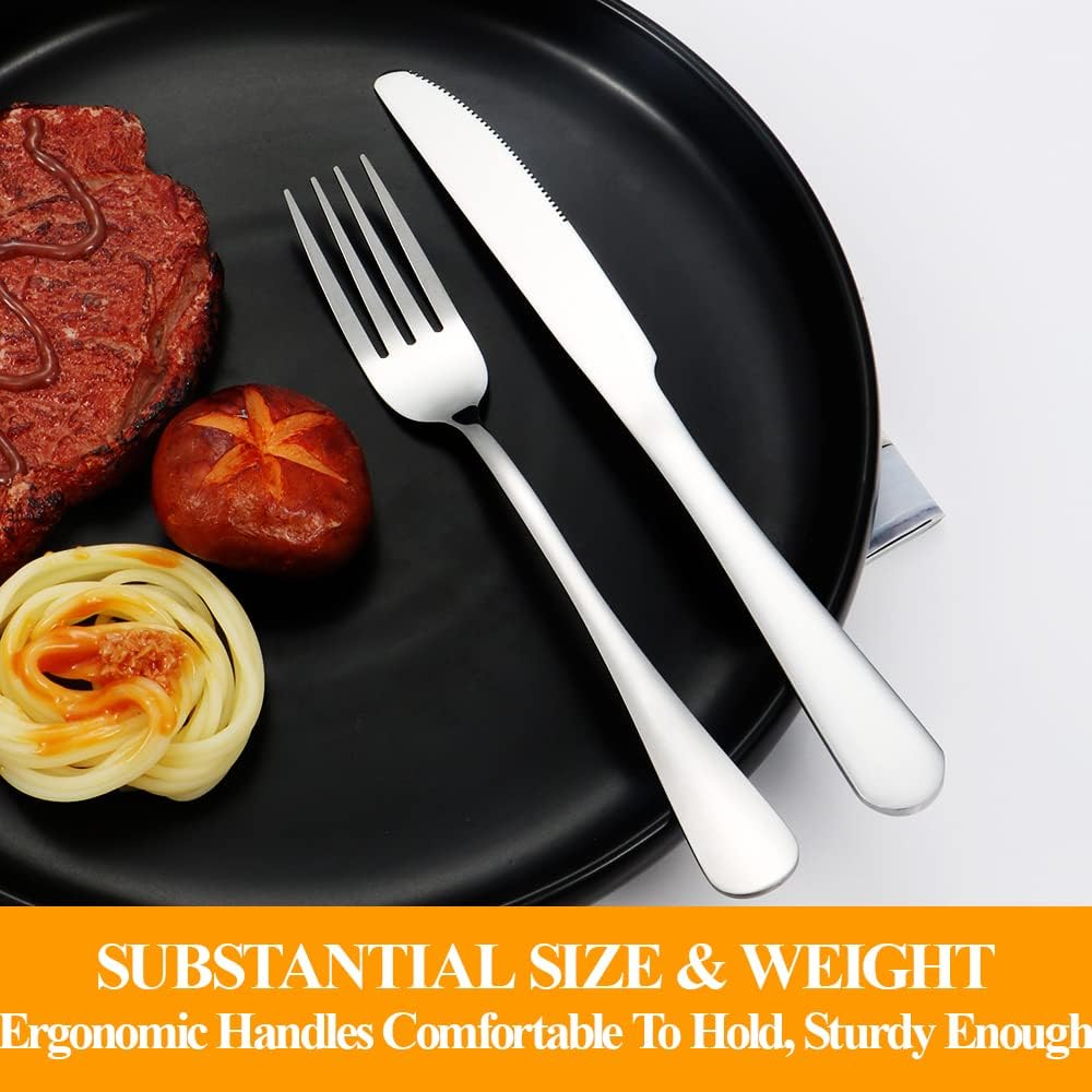 Lazycorner Silverware Set for 8, 40-Piece Food Grade Stainless Steel Flatware Set Include Fork/Knife/Spoon, Mirror Polished Eating Utensils Sets, Reusable Silverwear Cutlery Set, Dishwasher Safe