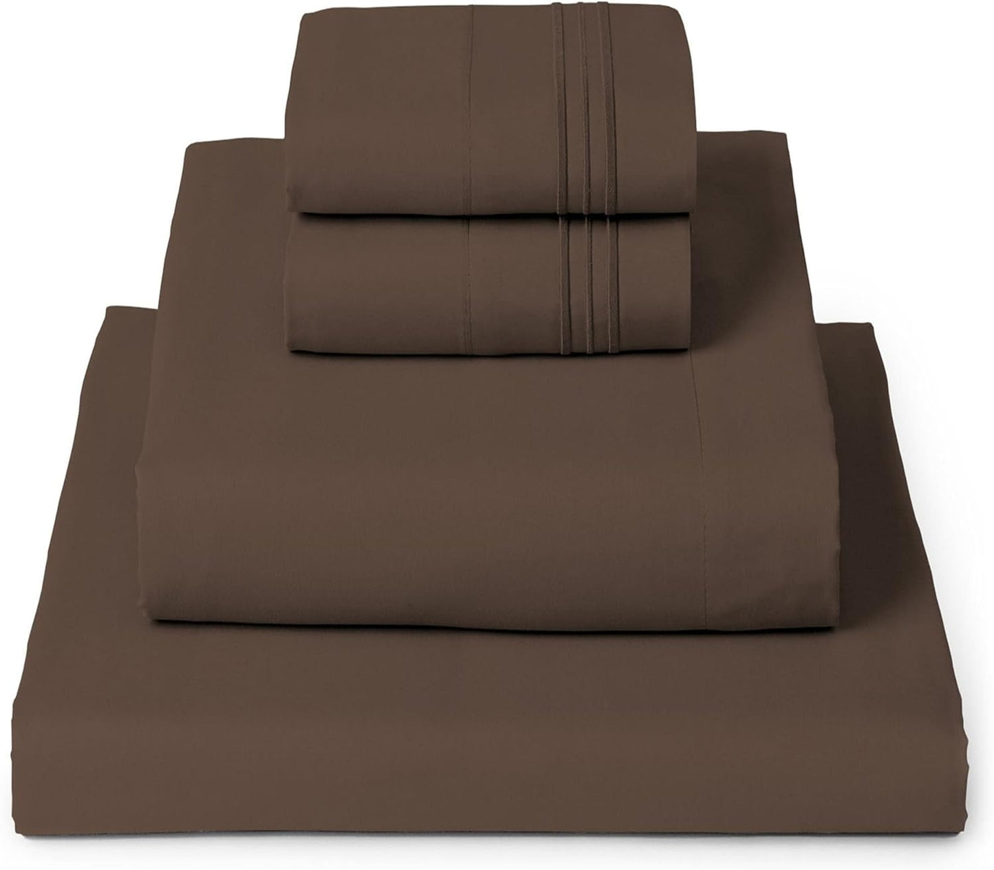 Mellanni Full Sheets Set - 4 PC Iconic Collection Bedding - Hotel Luxury, Extra Soft, Cooling Bed Sheets - Wrinkle, Fade, Stain Resistant (Full, Brown)