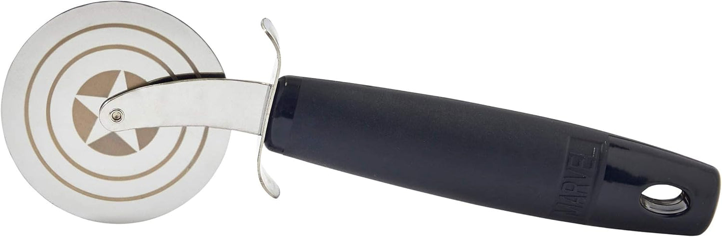 Marvel's Captain America Shield Pizza Cutter - Features Super Sharp Steel Wheel Blade & Strong Comfortable Plastic Handle - Fun Kitchen Accessory - Marvelous Gift For A Chef & Avengers Fan