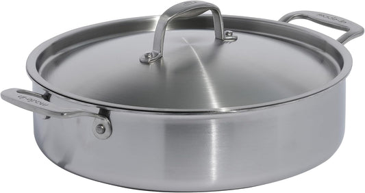 Made In Cookware - 6 Quart Stainless Steel Rondeau Pot w/Lid - 5 Ply Stainless Clad - Professional Cookware - Crafted in Italy - Induction Compatible
