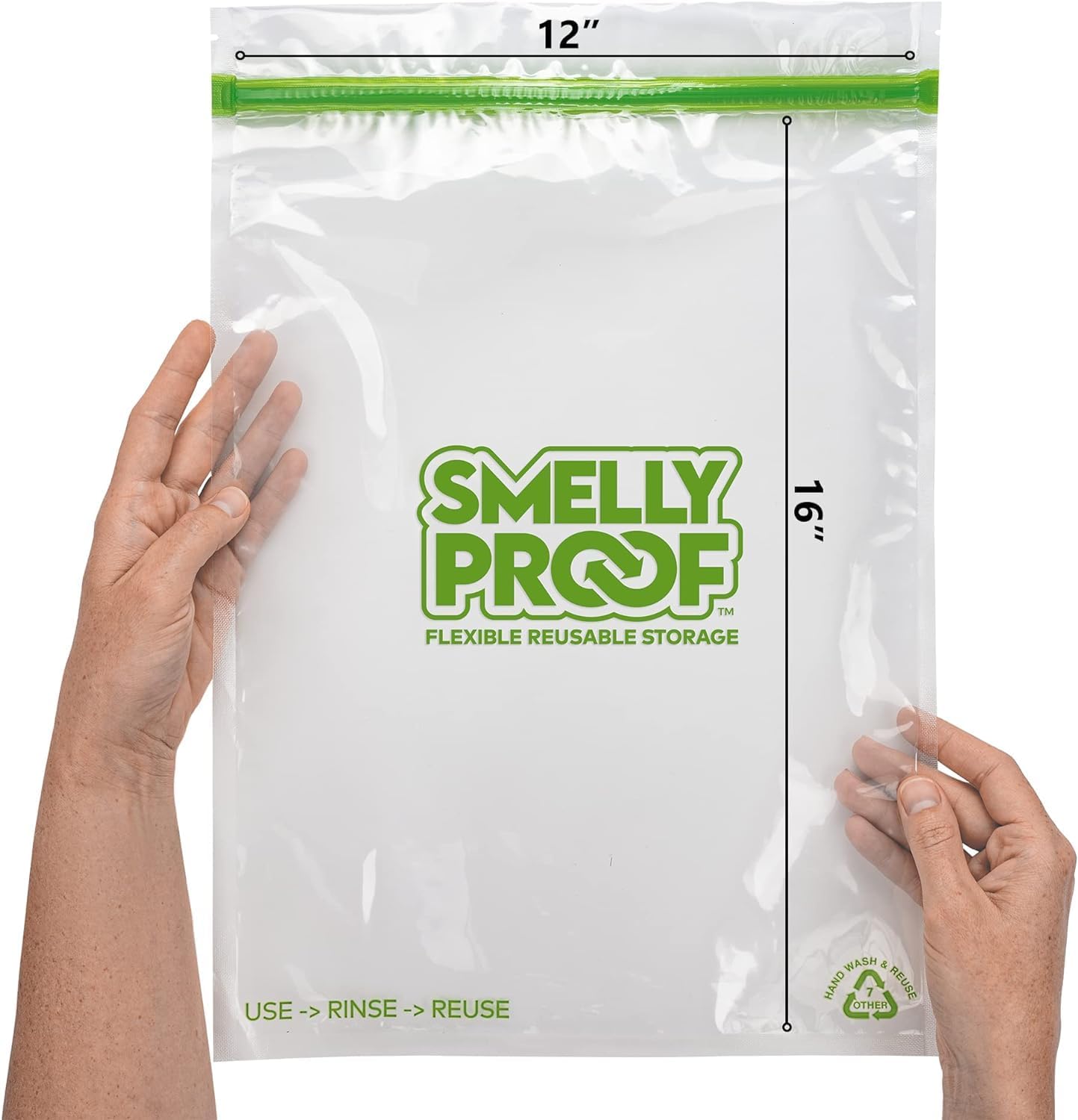 Smelly Proof 50pk Reusable Freezer Bags - Made in USA, Dishwasher-Safe, BPA FREE, NO PEVA, XXL 2-Gallon, Clear FLAT 12" x 16"