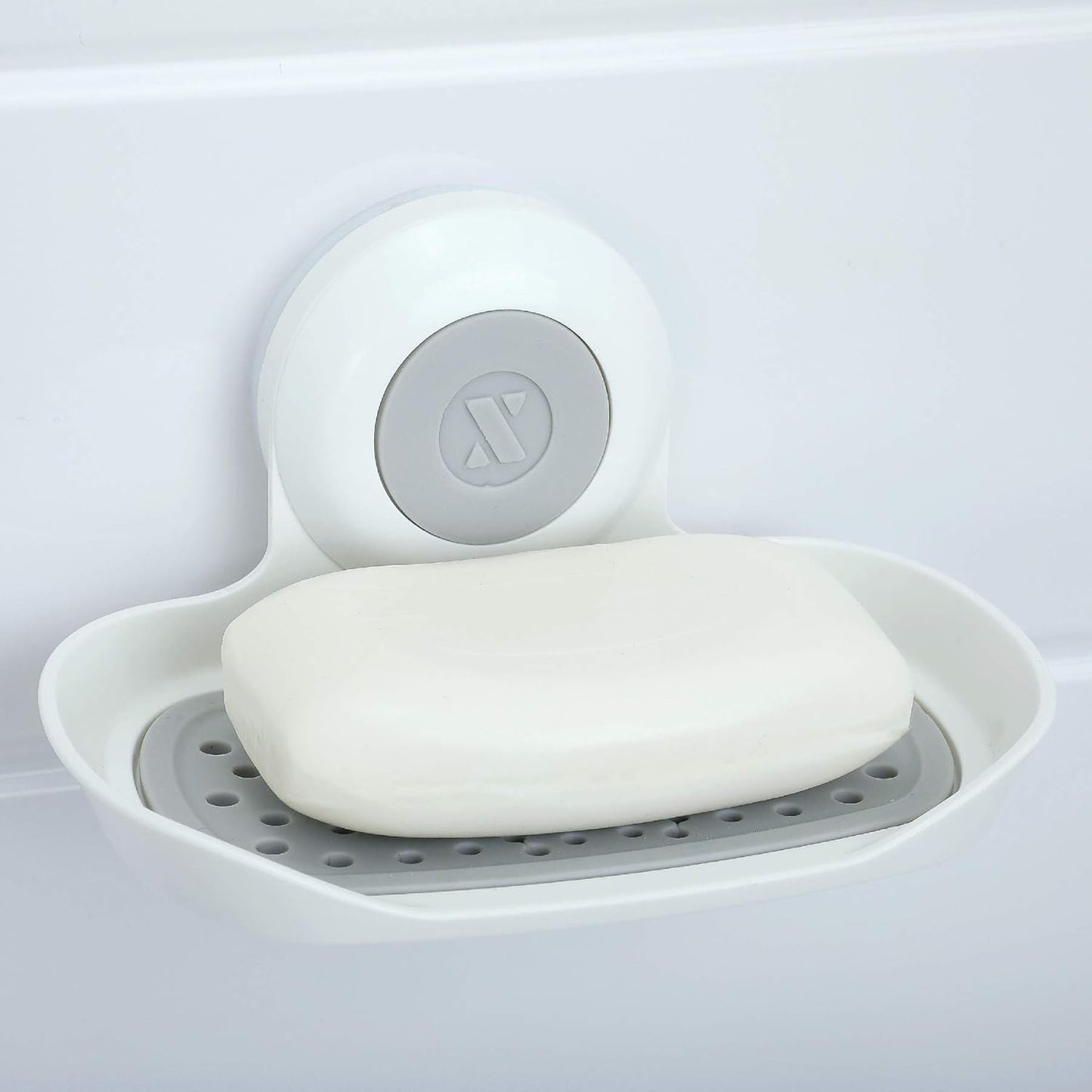 SlipX Solutions Strong Hold Soap Saver, Suction Cup Soap Holder, Must Have Universal Kitchen & Bathroom Shower Accessories (White, Single Tray (2-Pack)