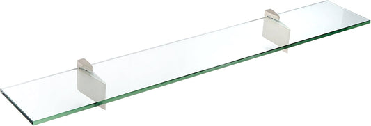 Spancraft Glass R-8x48-Brushed Steel Raven Glass Shelf, Brushed Steel, 8" x 48"