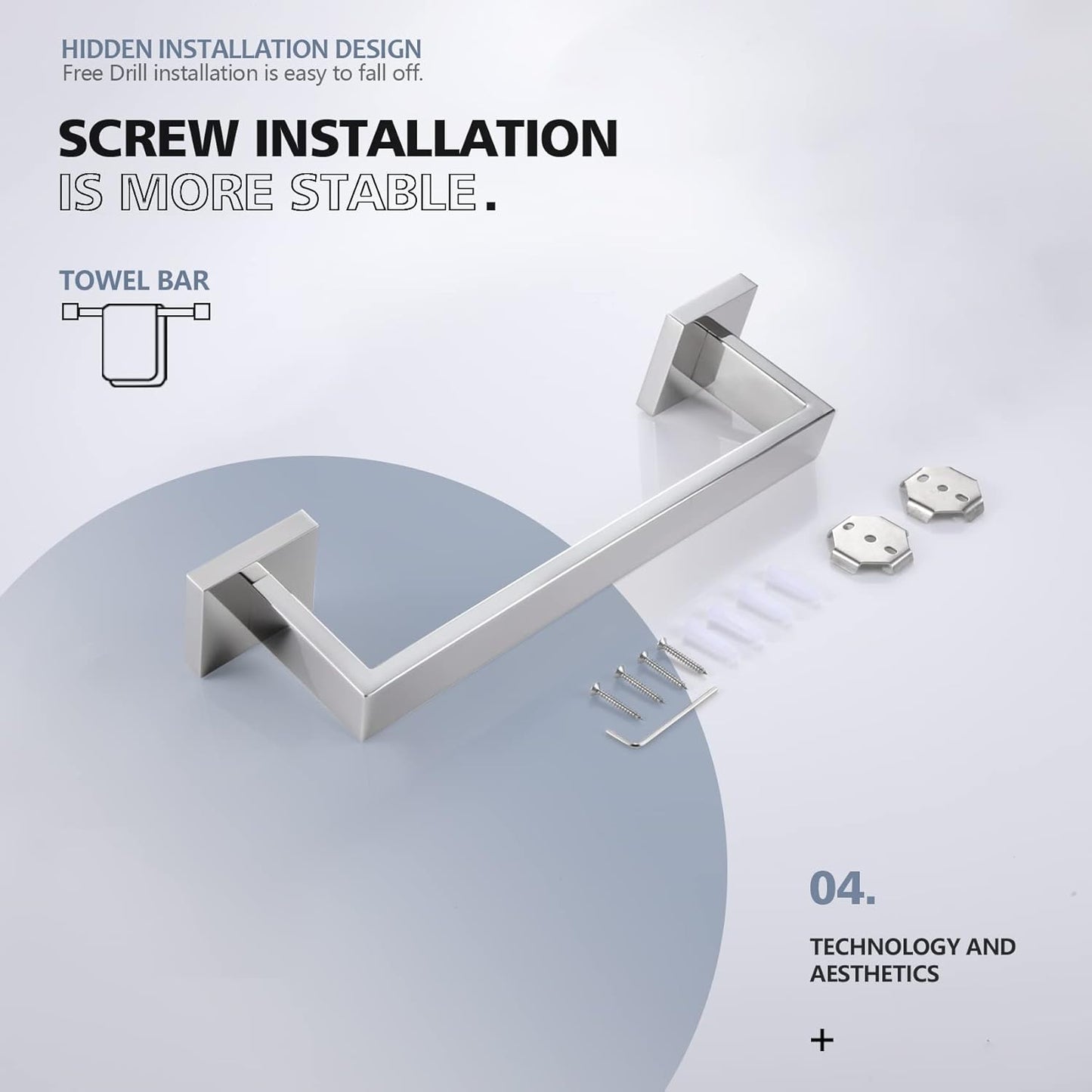 KOKOSIRI 12-Inch Single Towel Bar, Bathroom Kitchen Towel Holder, Wall Mounted SUS304 Stainless Steel Towel Rack, Polished Chrome, B4003CH-L12