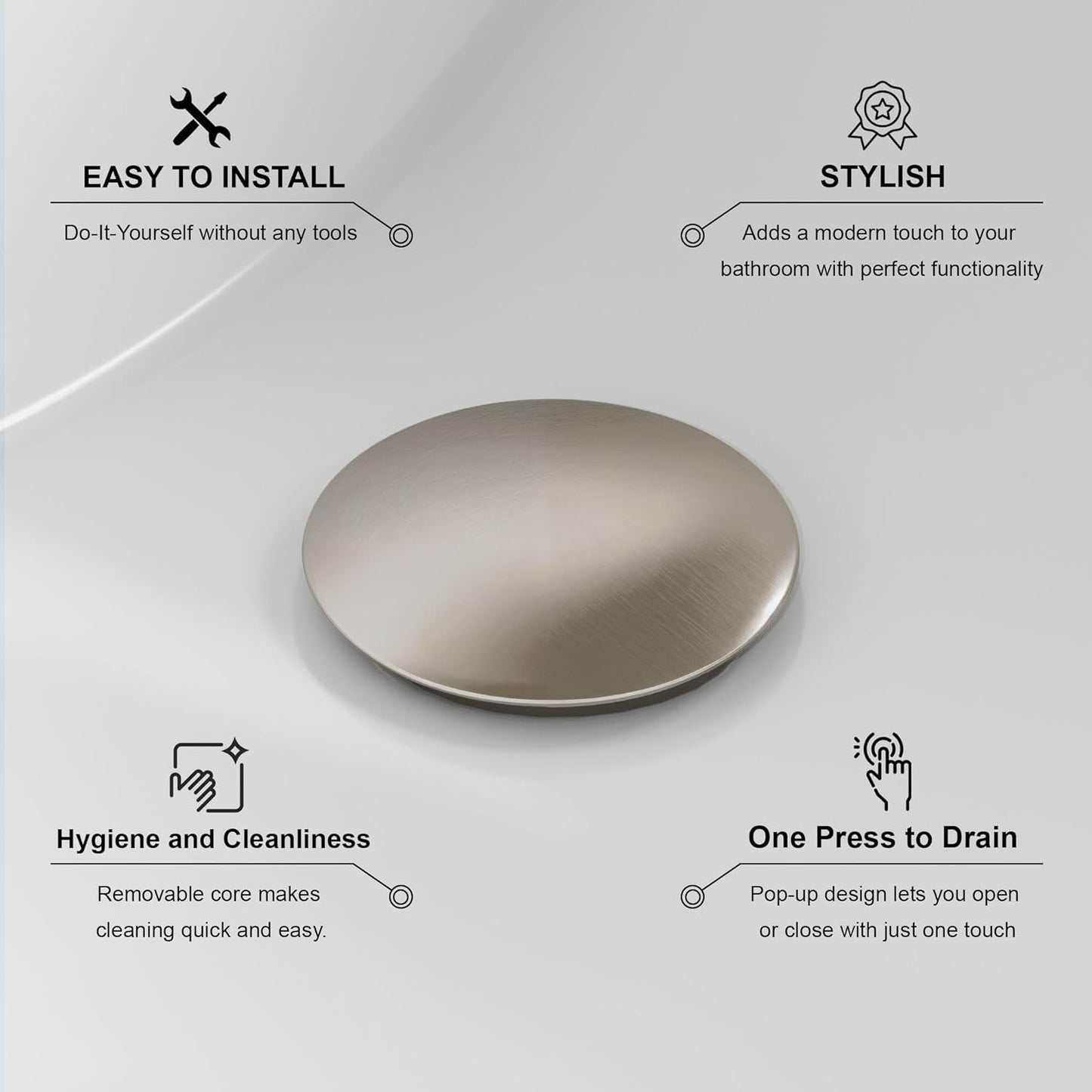 Dowell Pop Up Drain Stopper for Bathroom Vanity/Vessel Sink (Brushed Nickel 6011 0804)