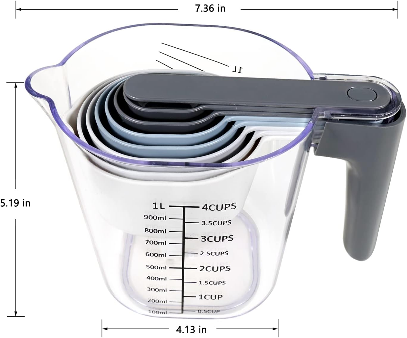 22 Piece Measuring Cups and Spoons Set, Stainless Steel Measuring Spoons Set and Stackable Measuring Cup with Lid for Liquid and Dry Ingredients, Cooking Baking Gadgets