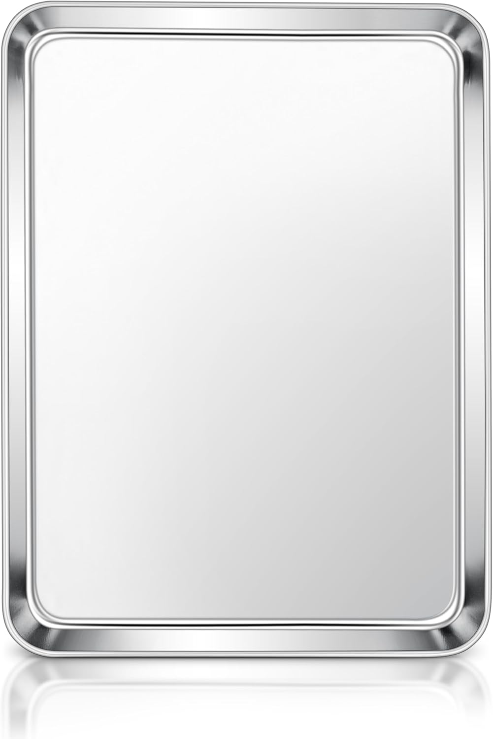 E-far Stainless Steel Baking Sheet, 16” x12” x 1” Baking Cookie Sheet Pan for Oven, Non-toxic Metal Trays for Baking Cake Cookie, Healthy & Rust Free, Mirror Finish & Dishwasher Safe, 1 Pack