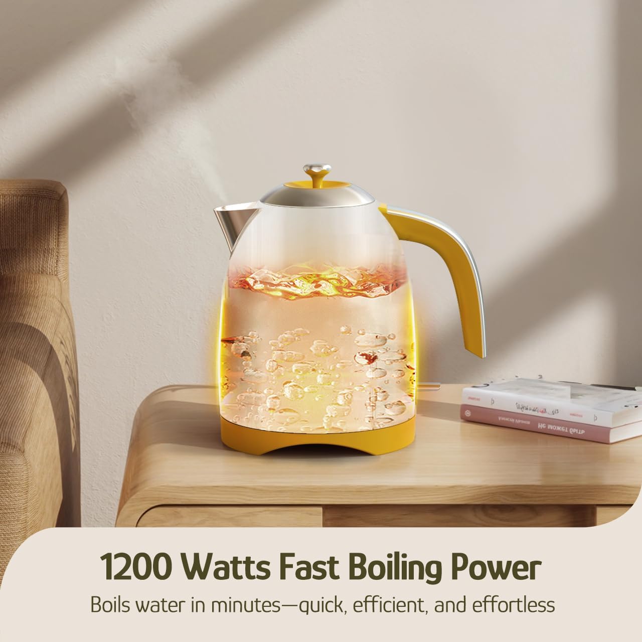 Hazel Quinn X Eduardo Recife Collaboration Electric Kettle - 1.7 Liters (57oz) Stainless Steel Water Kettle, BPA-Free Interior, 1200W Fast Boiling, Cordless, Automatic Shut Off - Floral Printed