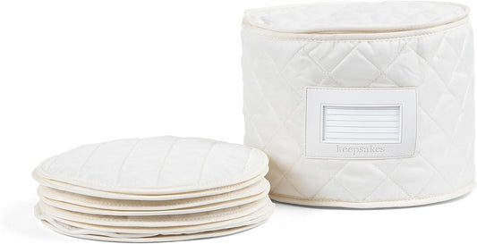 Covermates Keepsakes - Dish Storage - Padded Protection - ID Window - Stain Resistant - Machine Washable - China Storage, Cream