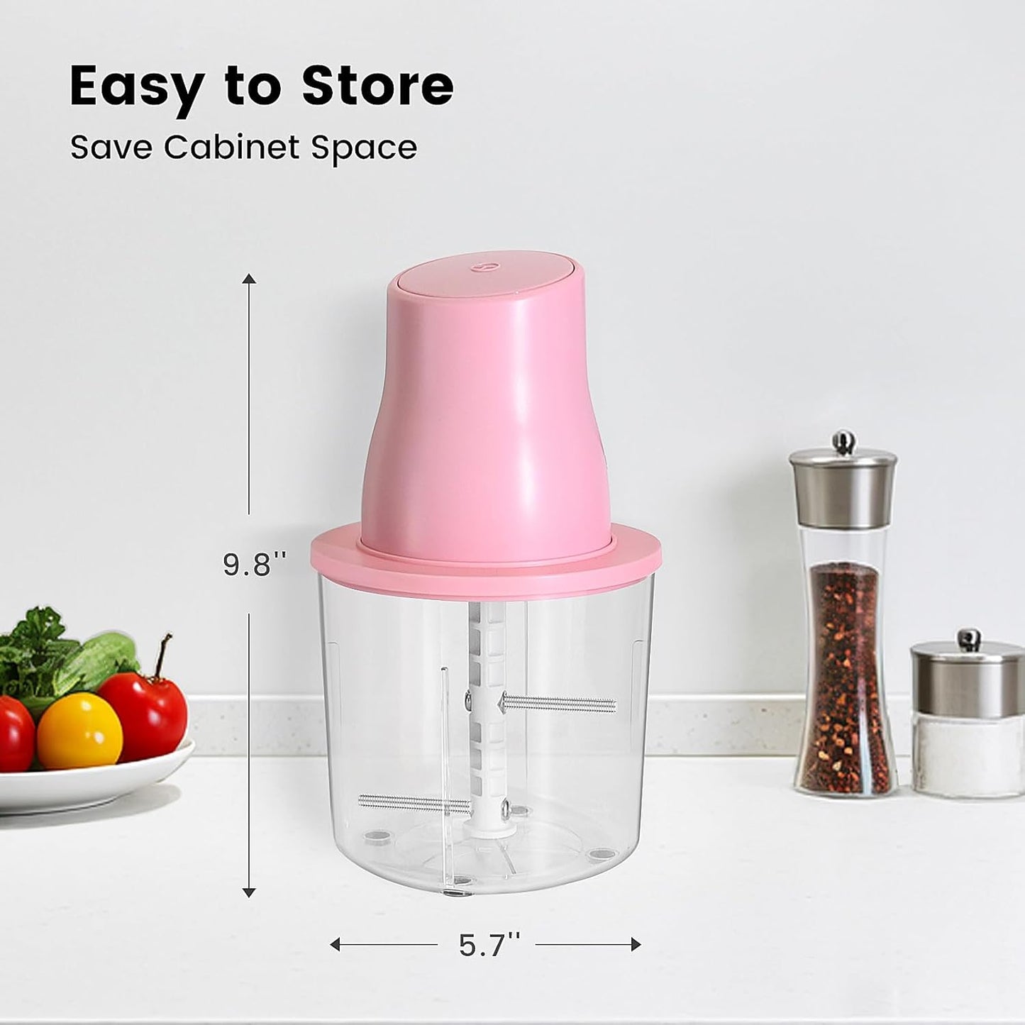 Electric Chicken Shredder, Automatic Food Chopper with Chicken Breast Shredder & Meat Grinder, 2 Sets of Blades for Chicken/Pork/fish/Vegetable/Baby Food (Pink)