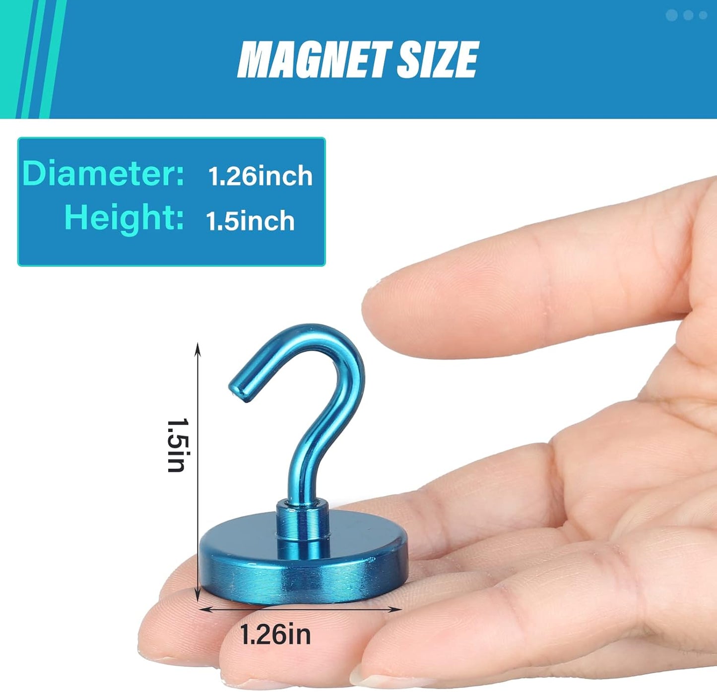 Neosmuk Magnetic Hooks Heavy Duty, Strong Magnet with Hook for Fridge, Super Neodymium Extra Strength Industrial Hooks for Hanging, Magnetic Hanger for Toolbox, Cruise, Grill(RoyalBlue,10 Pack)