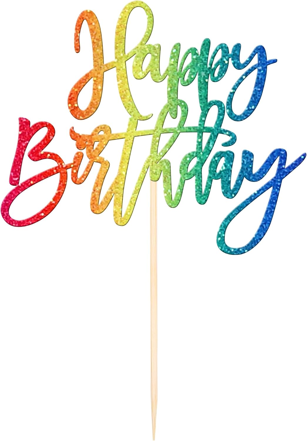 ZHUOWEISM 1 PCS Happy Birthday Cake Topper Glitter Happy Birthday Cake Pick for Celebrating Happy Birthday Anniversary Theme Party Cake Decorations Supplies Colorful