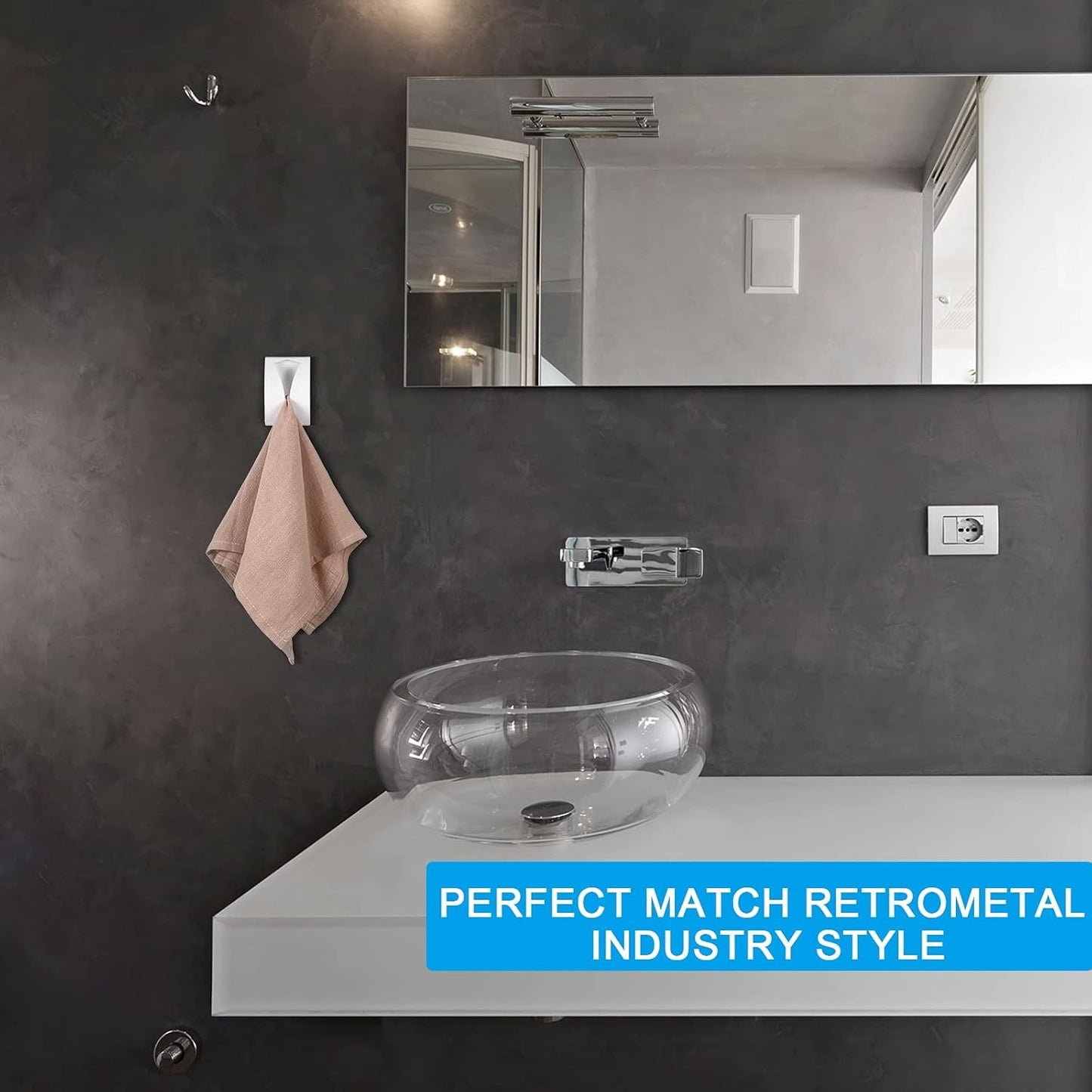 Boao 4 Pcs Self Adhesive Towel Hook Holder Grabber Stainless Steel Kitchen Dish Towel Hook Wall Mount Non Drilling Hangers Rack Hand Tea Holders for Bathroom Accesories Kitchen Gadgets(White)