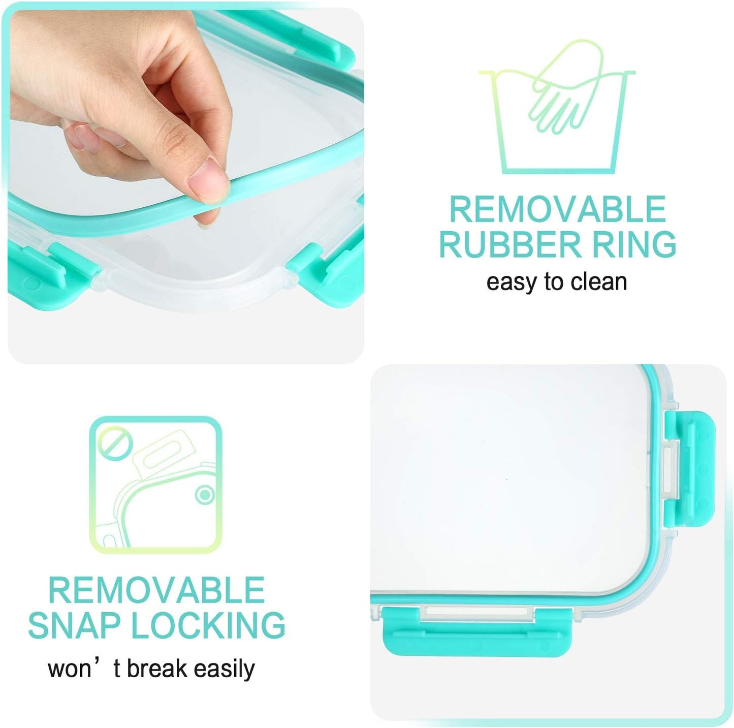 [5-Pack,36 Oz]Glass Meal Prep Containers 2 Compartments Portion Control with Upgraded Snap Locking Lids Glass Food Storage Containers, Microwave, Oven, Freezer and Dishwasher (4.5 Cups, Green)