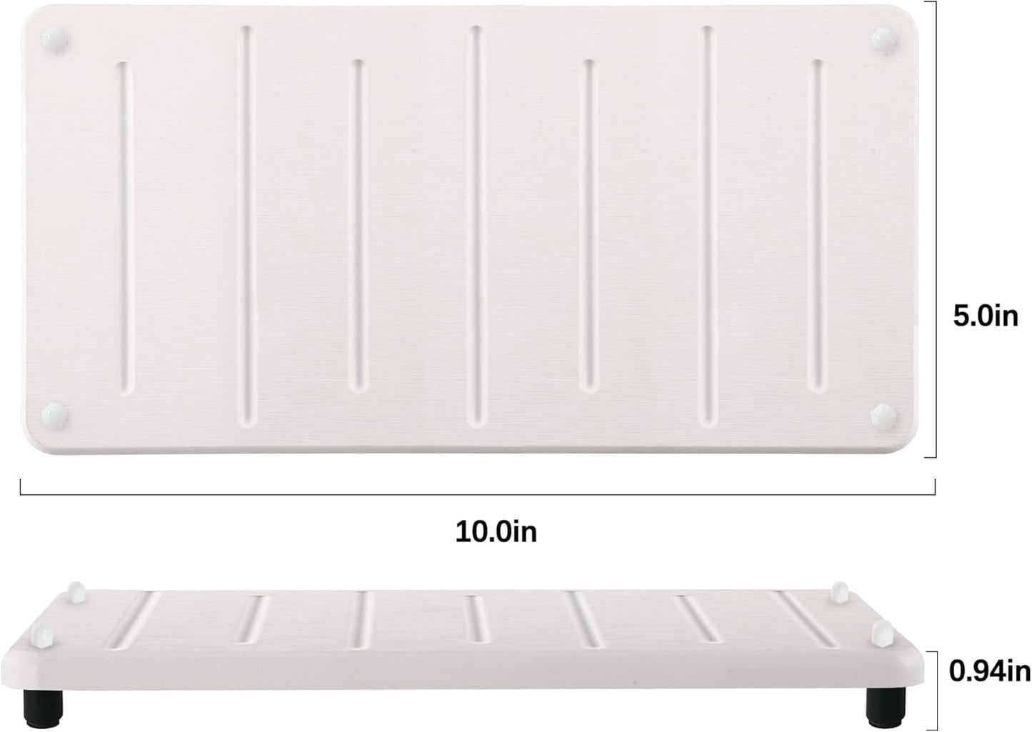 2PCS Water Absorbing Stone Drying Mat for Bathroom Sink & Kitchen Counter Organizer, Instant Dry Soap Dispenser Sponge Holder, Sink Caddy, Vanity Tray (10"x5"-White)