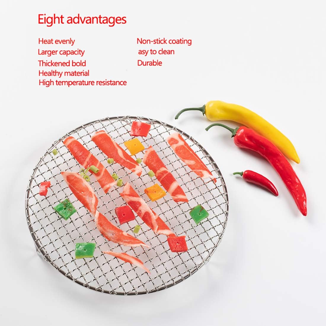 Versatile Round 304 Stainless Steel Cooling Rack Baking,Heat Resistant Rust Proof Sturdy Durable Dia 7.5"