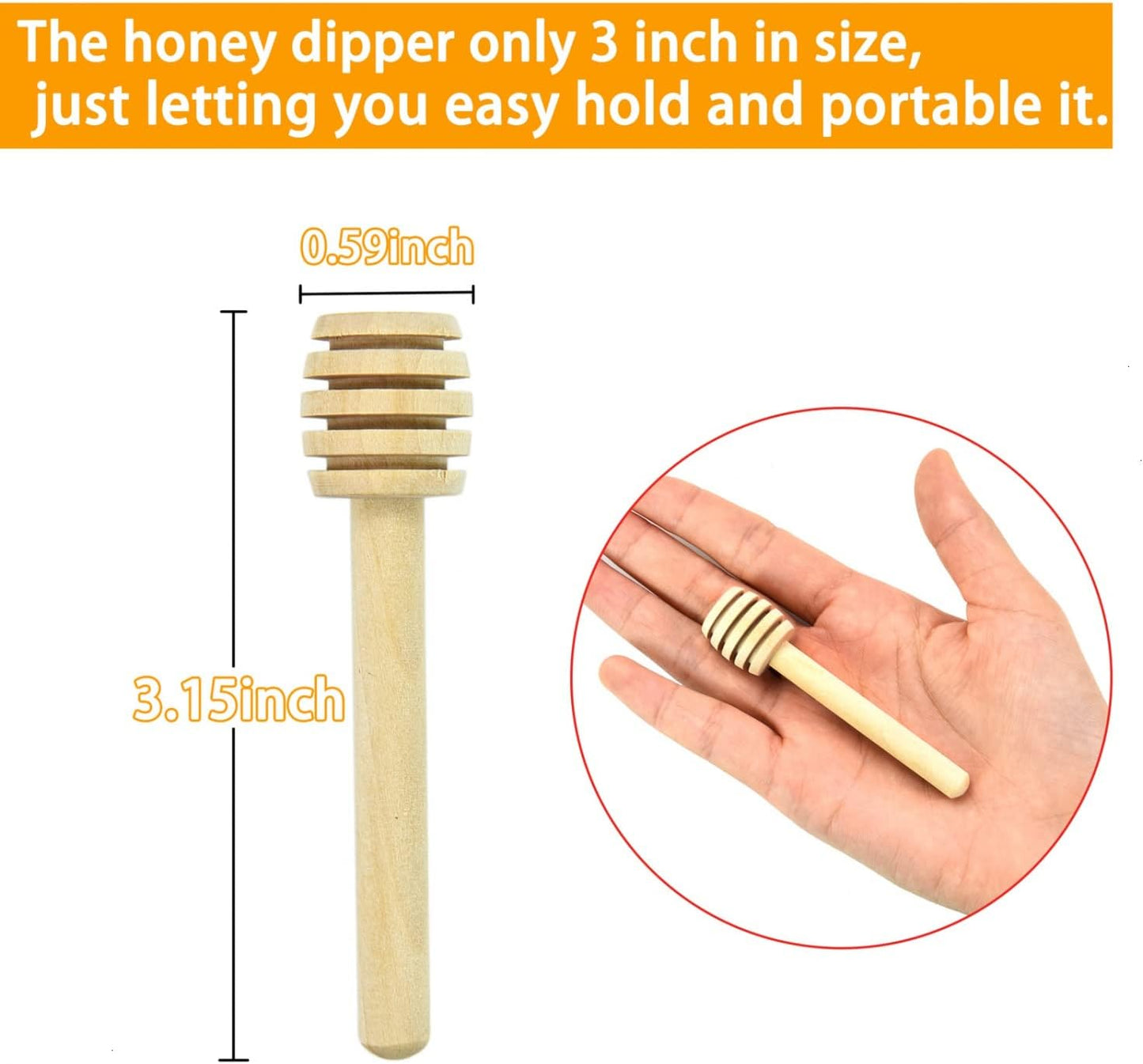 100 PCS Wooden Honey Dipper Sticks, 3 Inch Honey Sticks Mini Honeycomb Sticks, Mini Honey Dipper Honey Stirrers for Honey Jar Dispense Drizzle Honey and Wedding Party Favors Gift