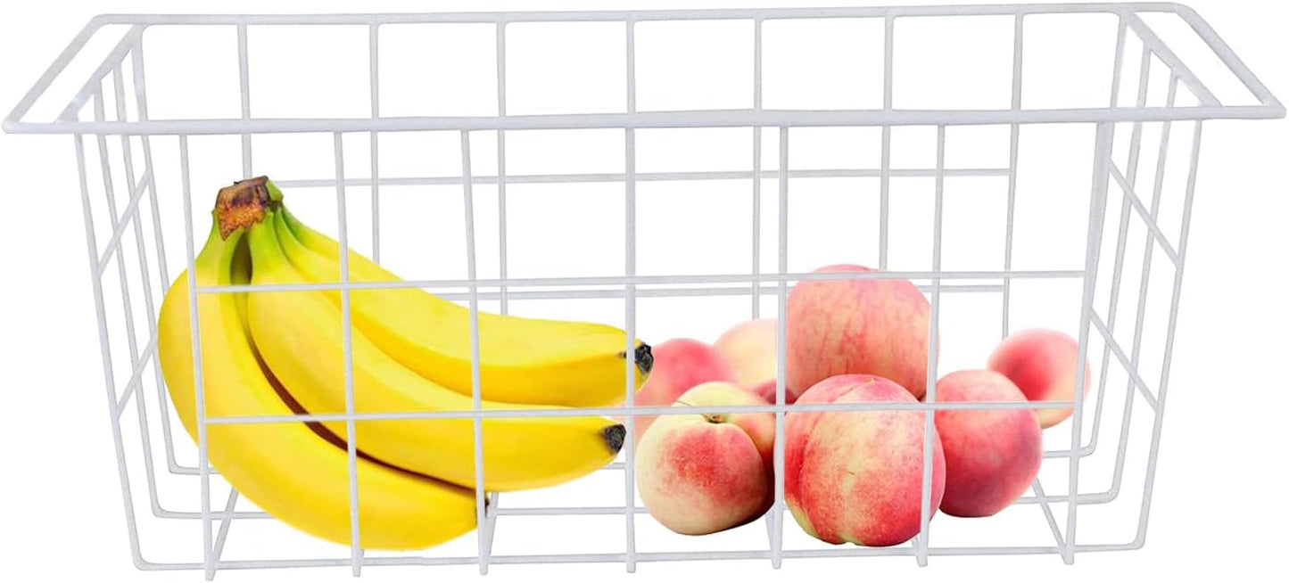 Orgneas Chest Freezer Baskets, 16.5" Freezer Organizer Bins Deep Freezer Storage Bins Metal Wire Baskets with Hanging Handles 4Pcs