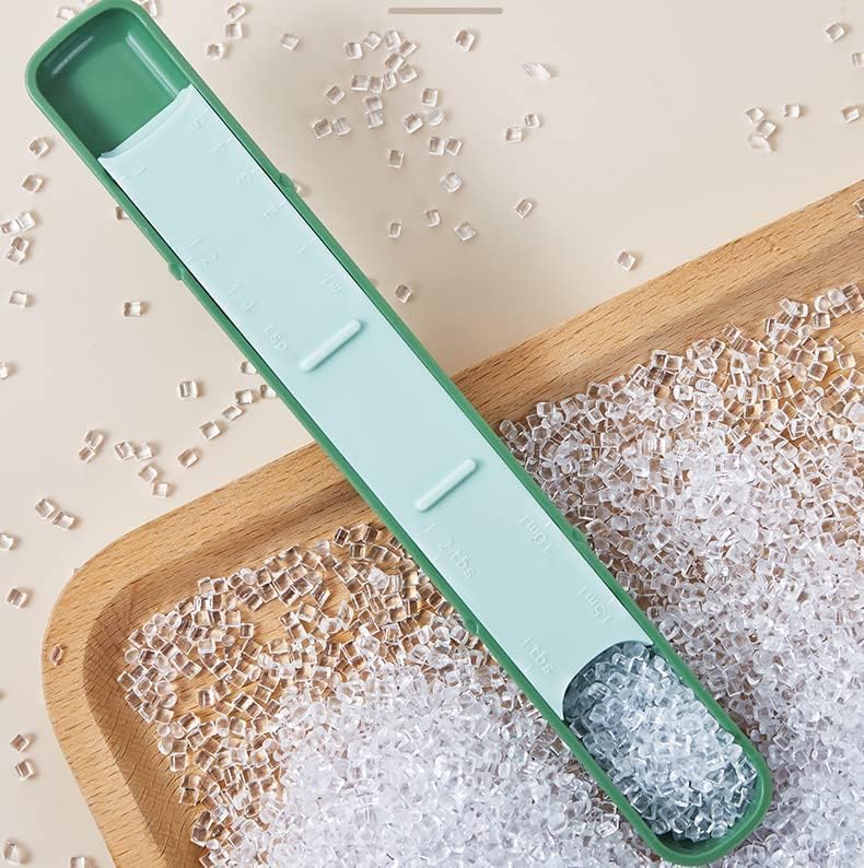 11 Pieces Measuring Cups and Spoons set, Includes 10 Stackable Measuring Cup with Lid and 1 Adjustable Measuring Spoon for Liquid and Dry, Kitchen Cooking & Baking, Blue